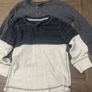 Lot of 2 Arizona Kids Long Sleeve Henley Shirts - Gray and Black